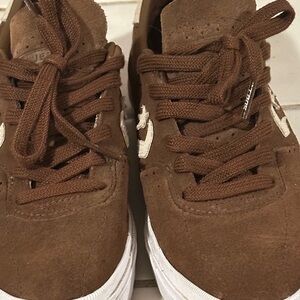 This is a Converse Louie Lopez Pro Ox in Chestnut Brown/Natural Ivory